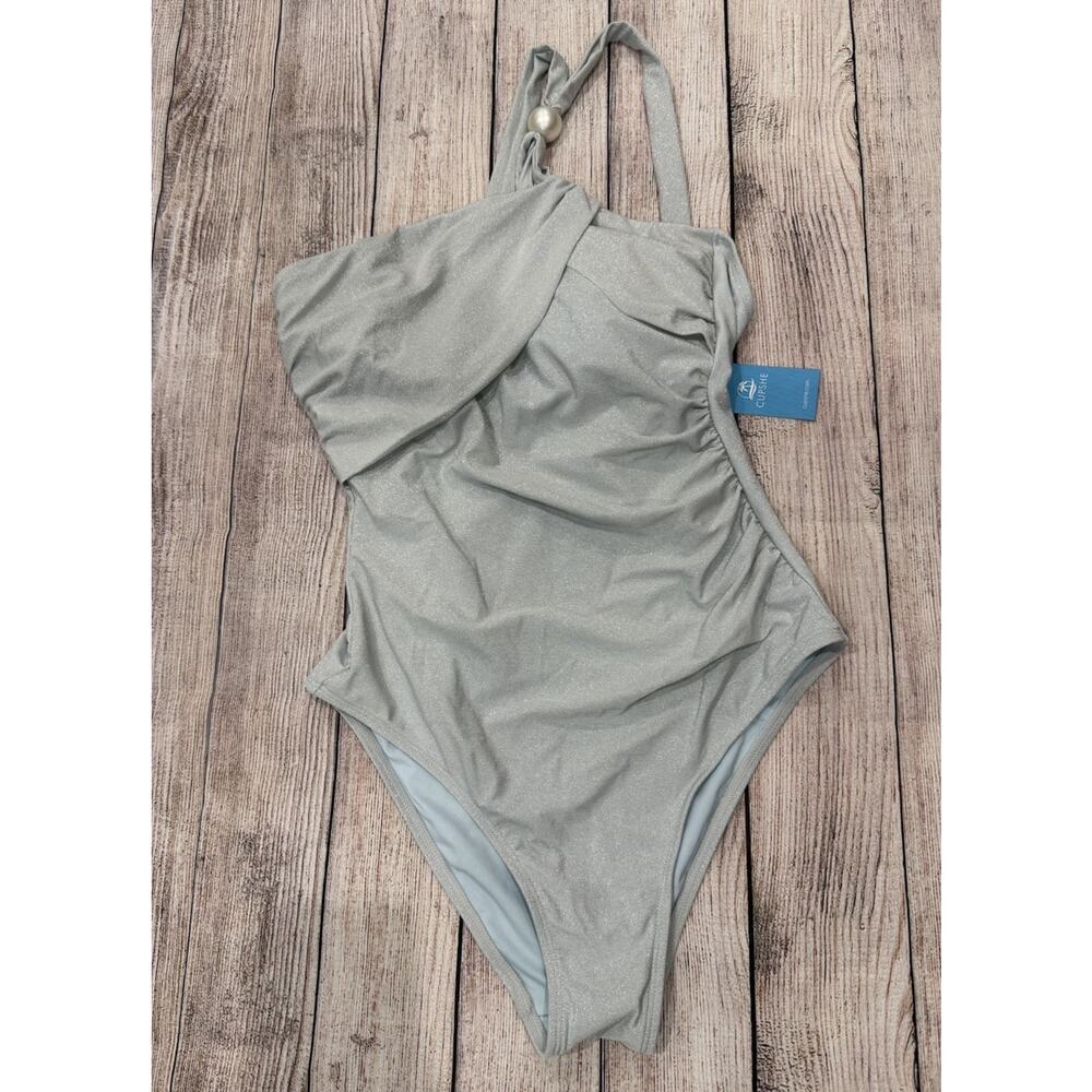 Cupshe Swimsuit Women’s Small Silver One Sleeve One Piece C3